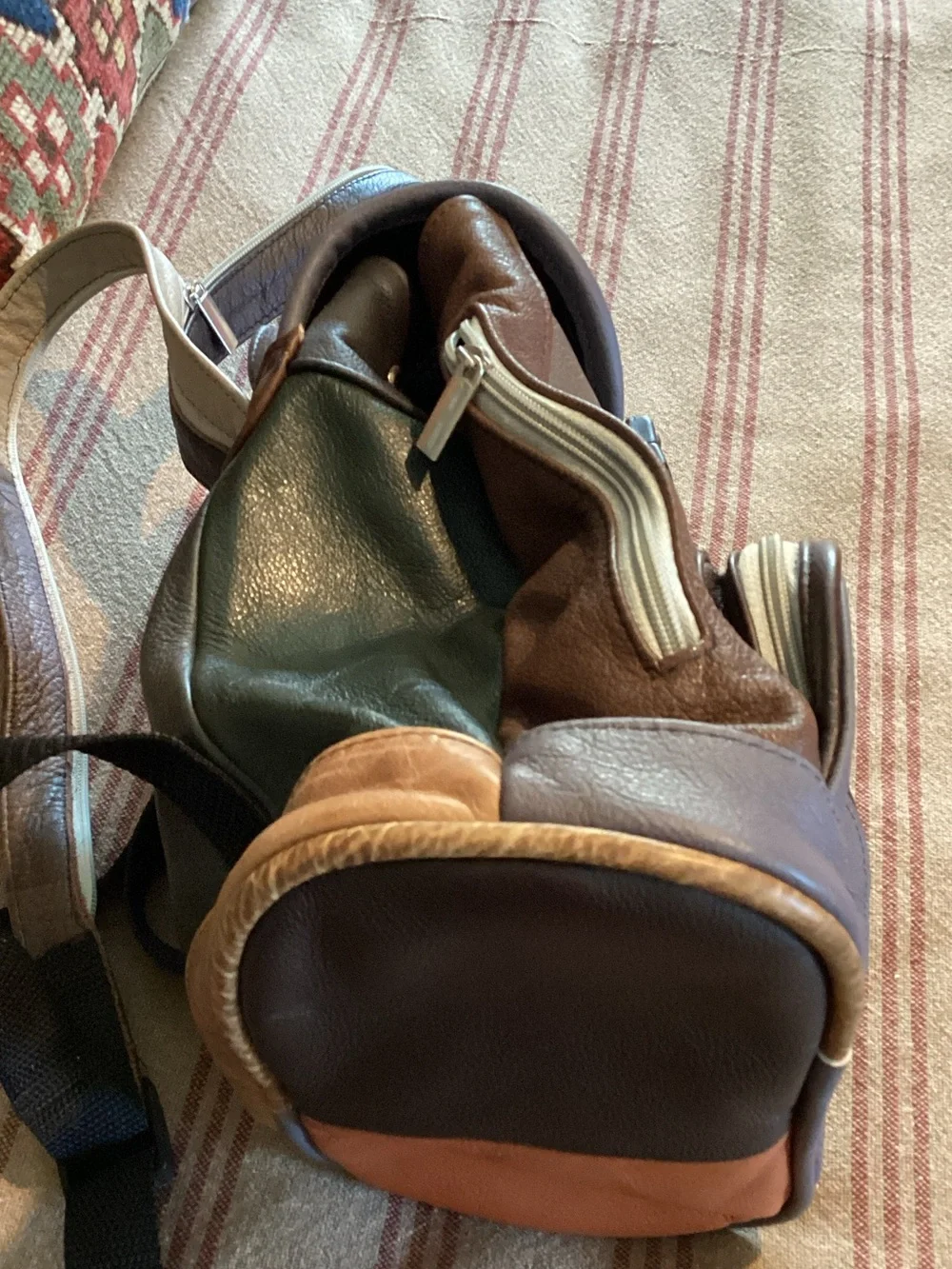 Men's Multi-Tone Leather Backpack - Brown & Black